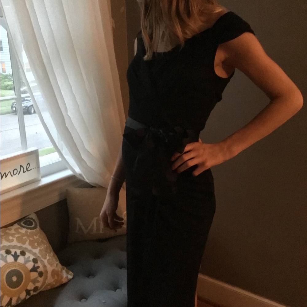 DVF Off the Shoulder Wool and Satin Wrap Dress